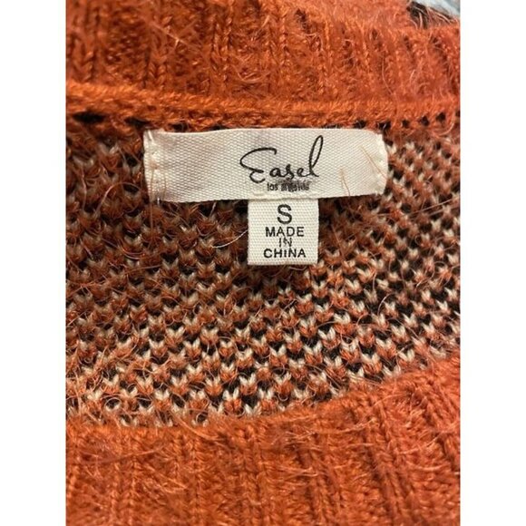 Easel Orange Fuzzy Leopard Print Super Soft Oversized Pullover Fun Sweater Small - Picture 3 of 7
